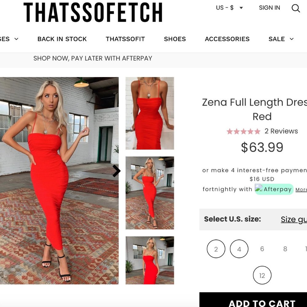 That's So Fetch Red Zena Full Length Dress